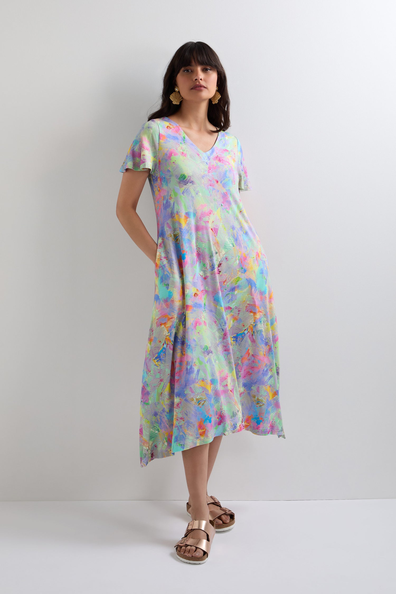 Expressionist Print Jersey Dress
