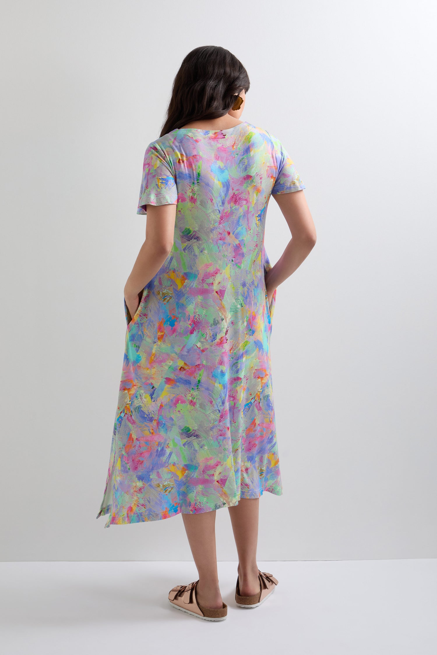 Expressionist Print Jersey Dress