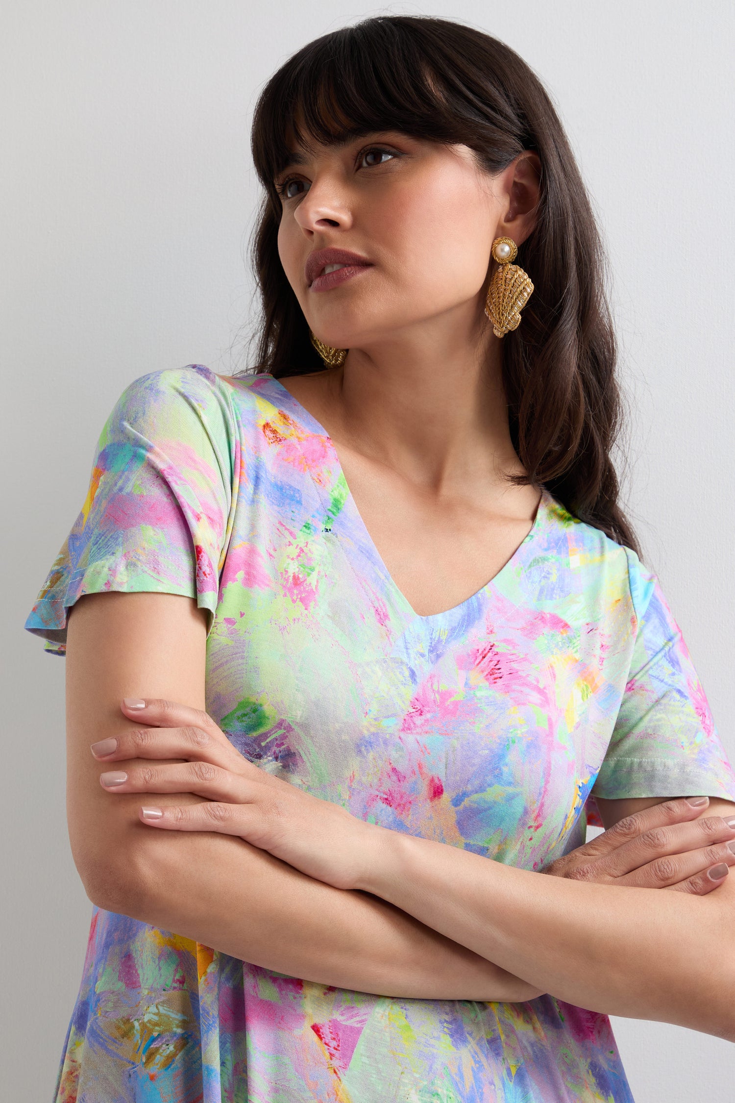 Expressionist Print Jersey Dress
