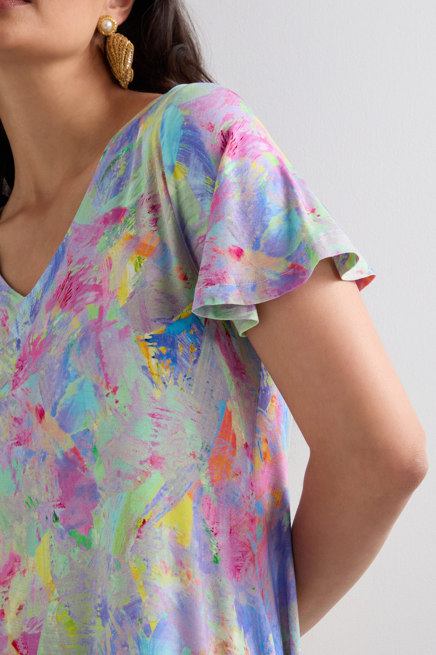 Expressionist Print Jersey Dress