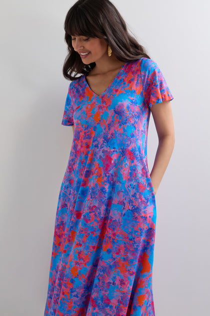Bright Flower Field Jersey Dress