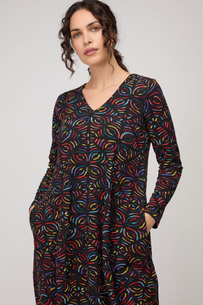 Mosaic Jacquard Jersey Bubble Dress