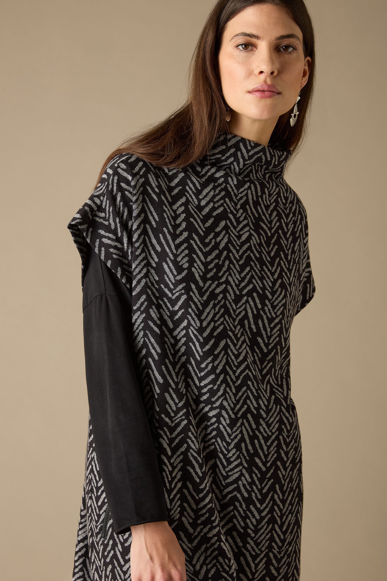 Herringbone Jersey Jacquard Tabard dress