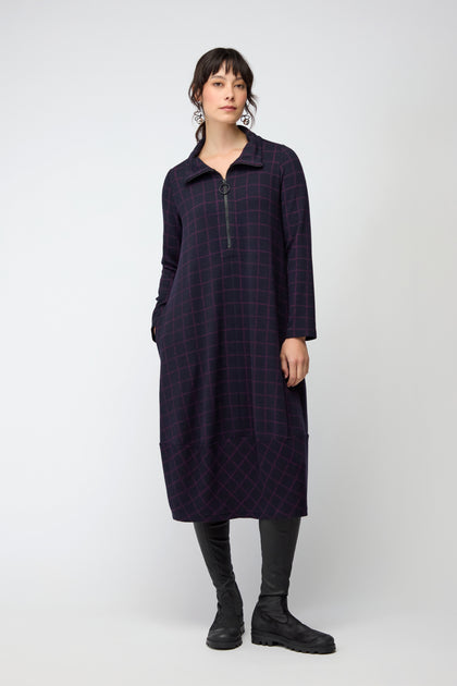 Small Broken Check Zip Bubble Dress