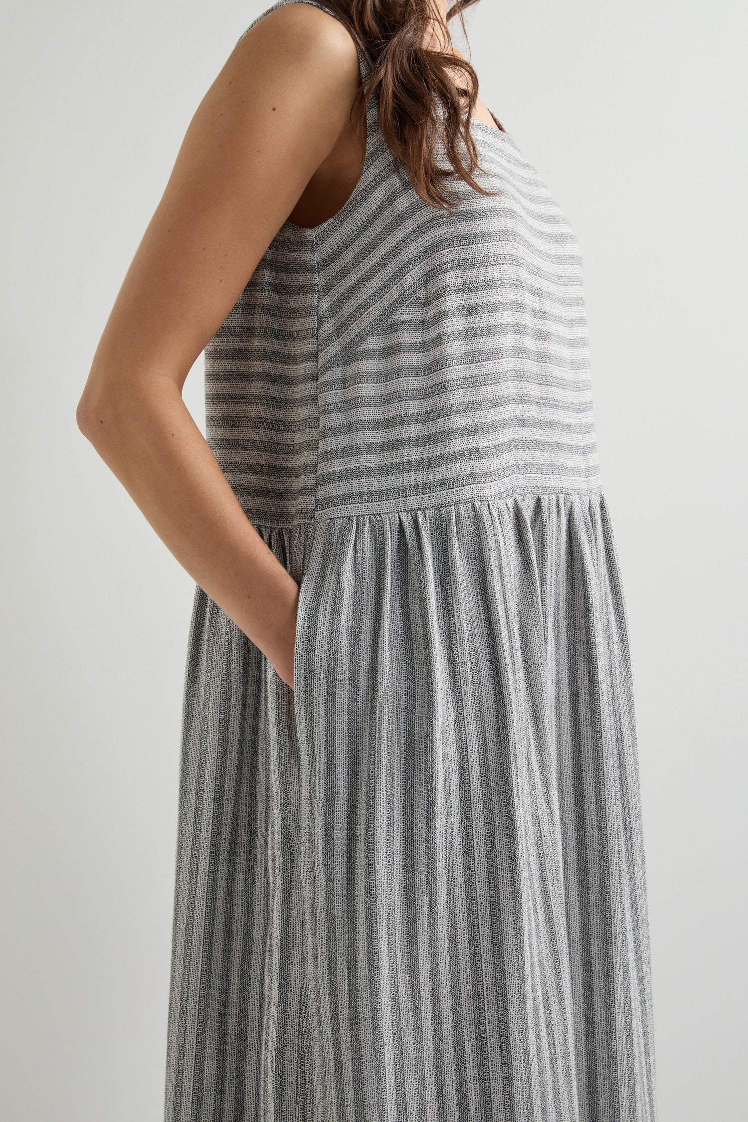 Textured Stripe Linen Viscose Dress