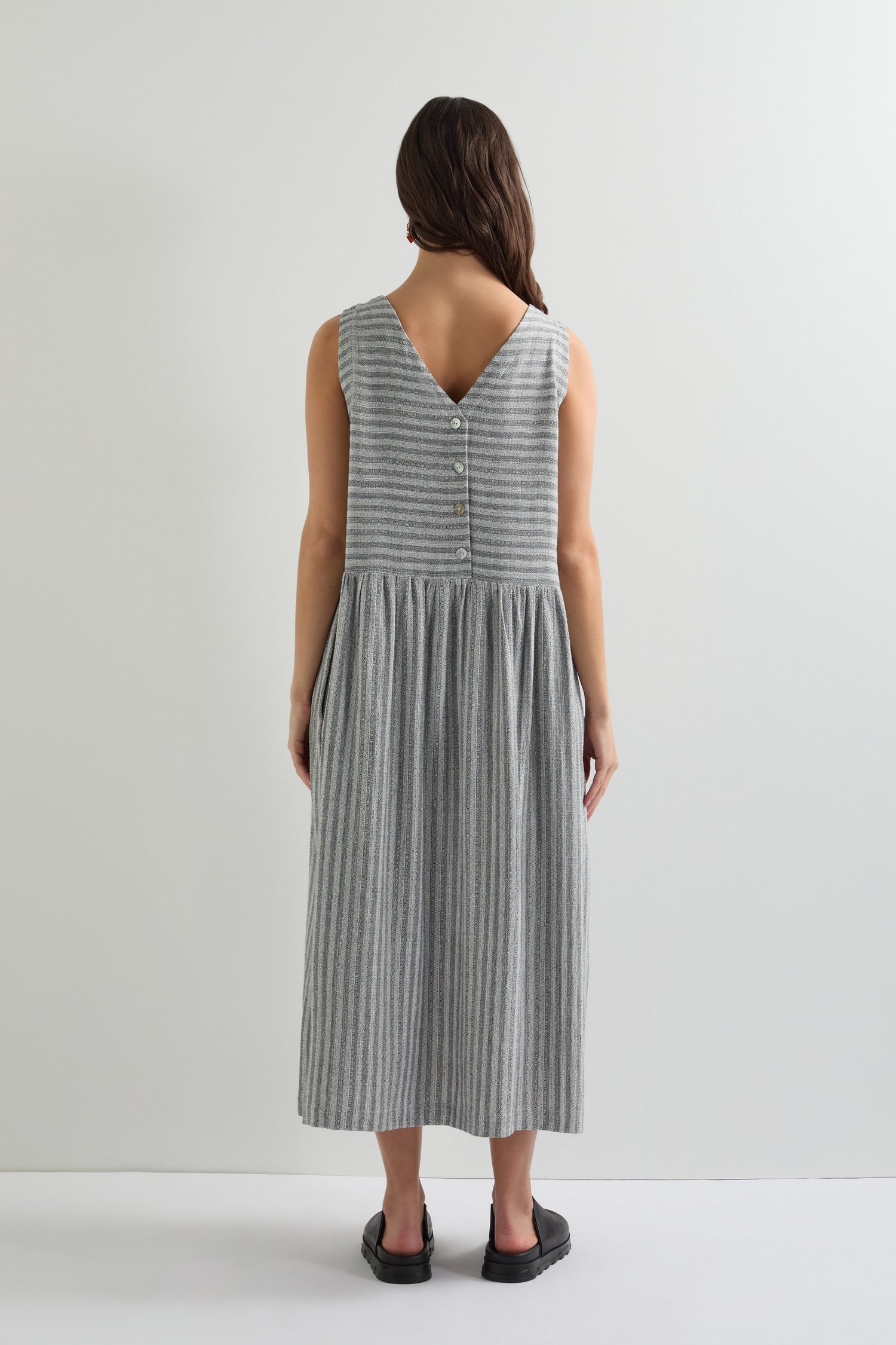 Textured Stripe Linen Viscose Dress