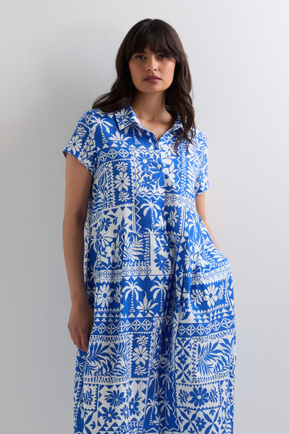 Santorini Tile Shirt Dress