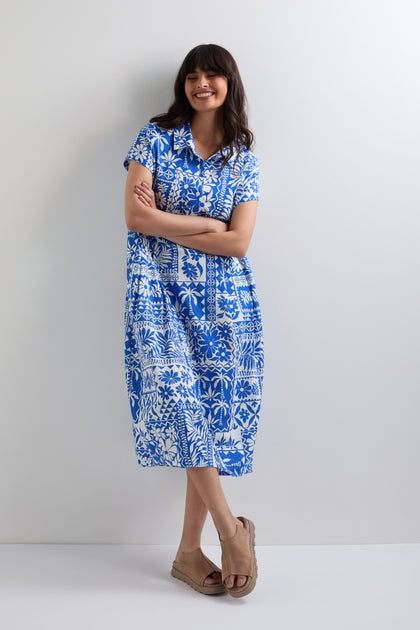 Santorini Tile Shirt Dress