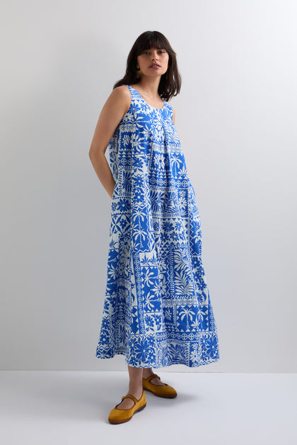 Santorini Tile Print Flared Dress