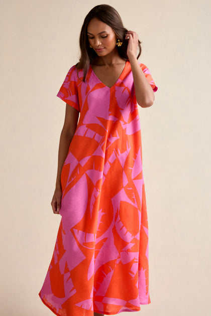 linen fall dresses floral linen dress – Goddess Gear main image 0