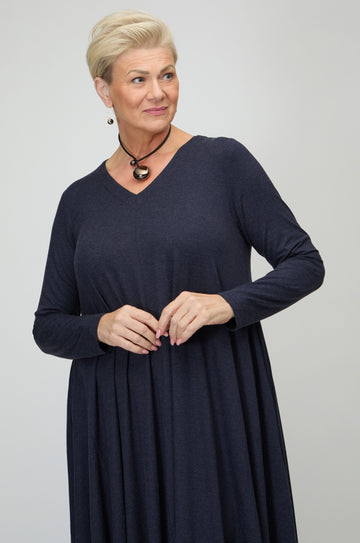 Soft Viscose Jersey Flared Dress Night / 0