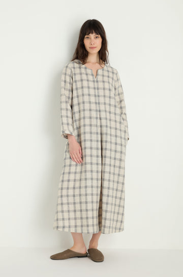 Grid Check Linen Dress – Sahara