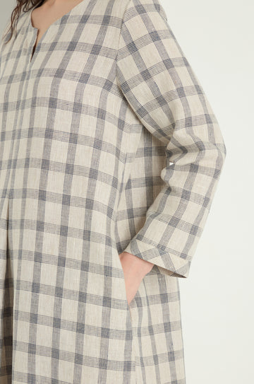 Grid Check Linen Dress Sahara Grid Check Linen Dress Sahara