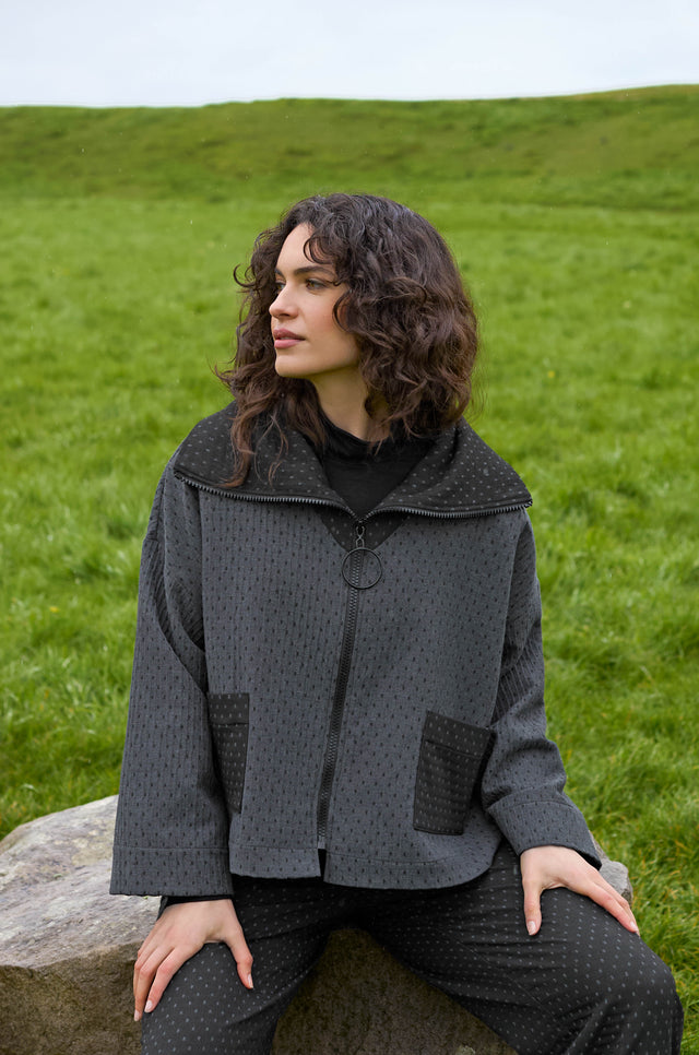 Square Jacquard Boxy Jacket – Sahara