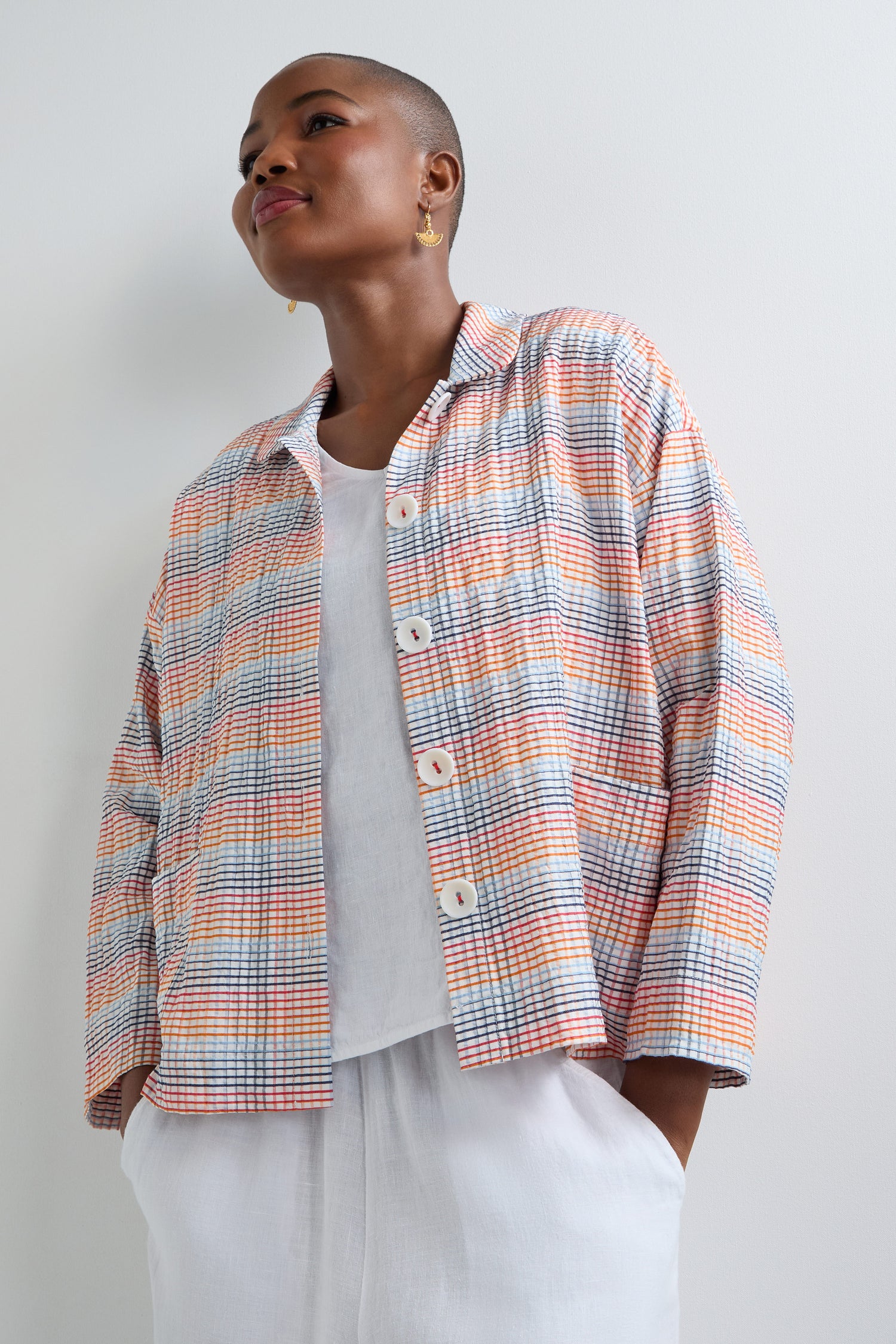 Crinkle Dobby Mini Check Jacket