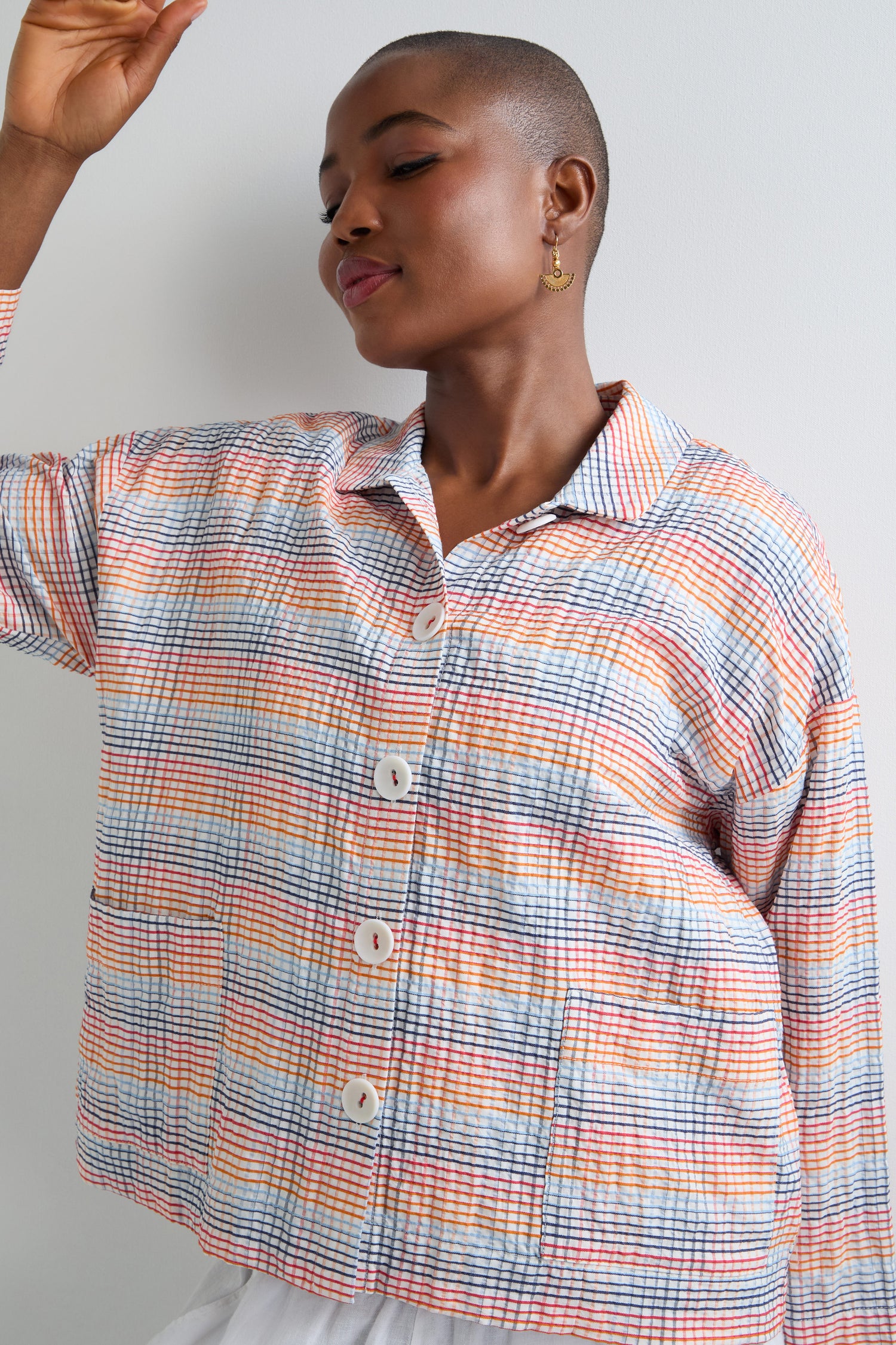 Crinkle Dobby Mini Check Jacket