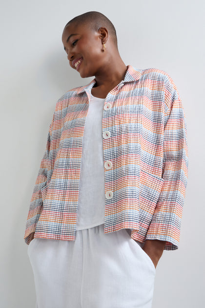 Crinkle Dobby Mini Check Jacket