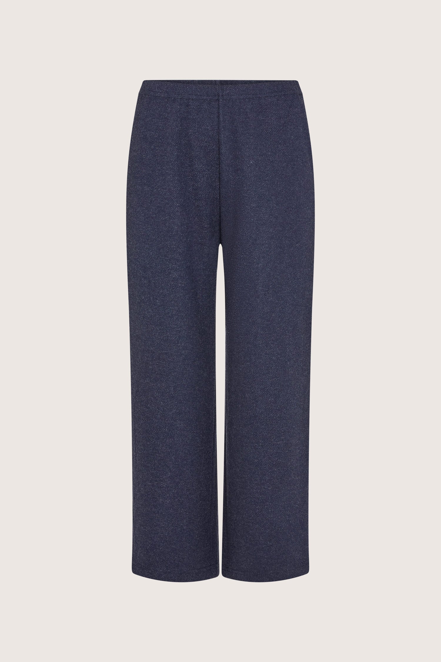 A women's Marl Jersey Wide Leg Trouser in dark blue with a flared silhouette.