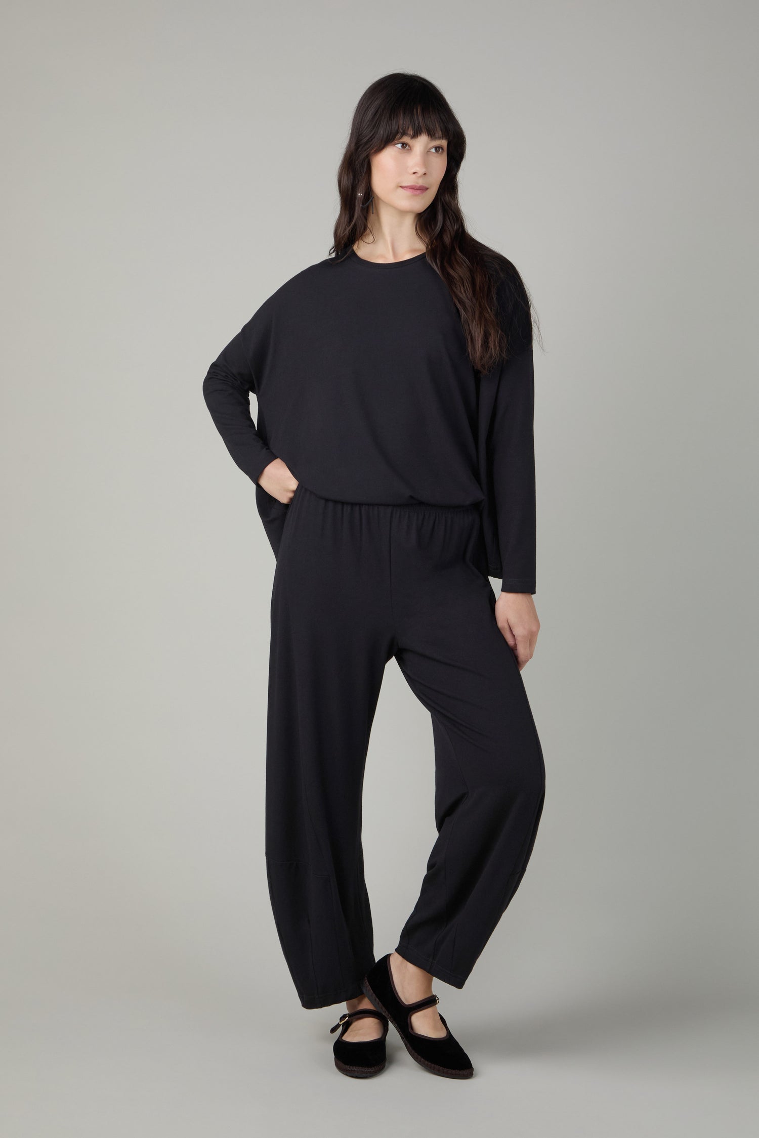 Fluid Crepe Black Bubble Trousers
