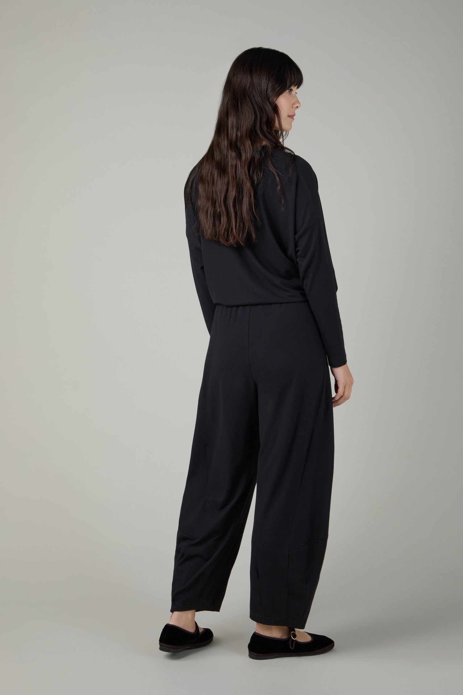 Fluid Crepe Black Bubble Trousers
