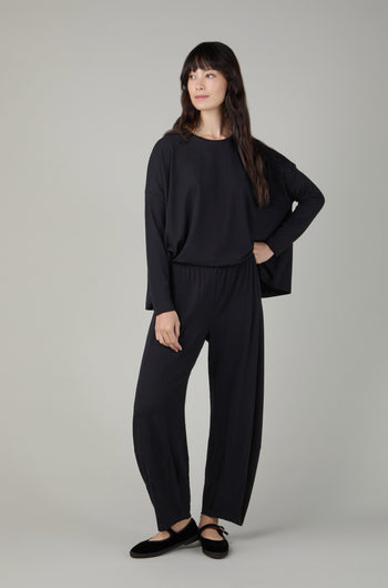Fluid Crepe Black Bubble Trousers