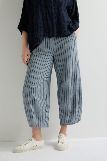 Linen Viscose Stripe Bubble Trouser