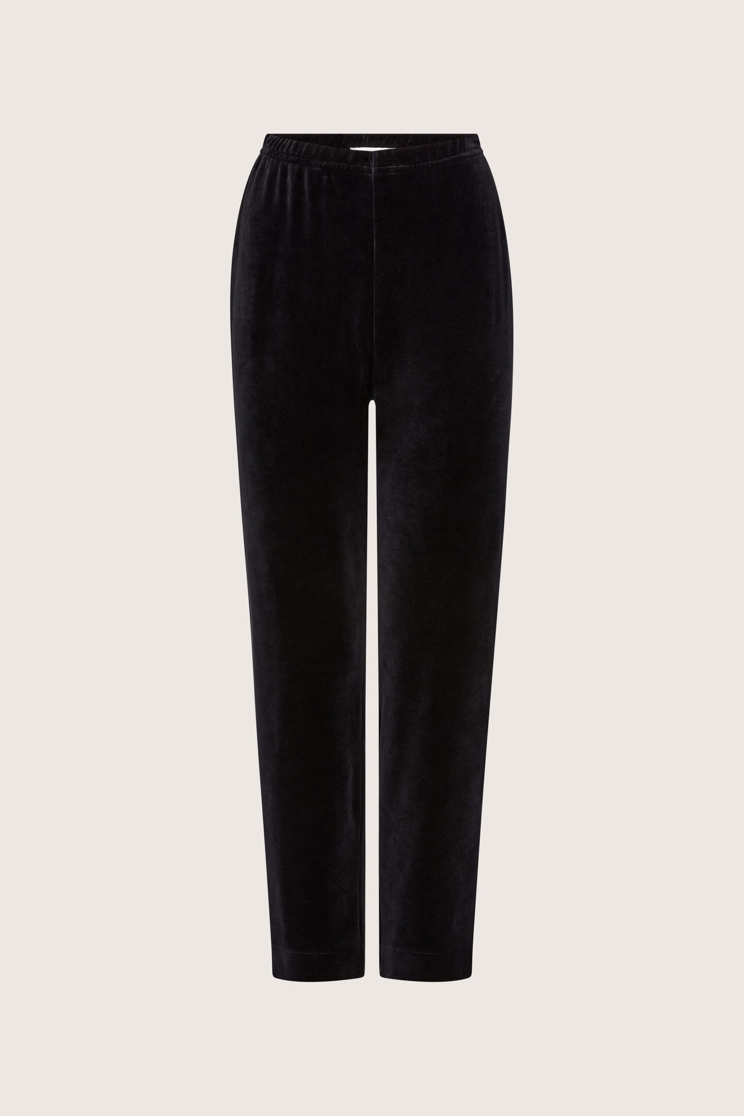 Velvet Jersey Slim Leg Trousers for women, made with high-quality material, showcased against a white background.