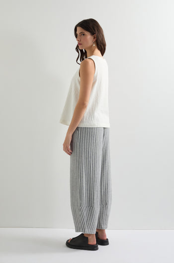 Textured Stripe Linen Viscose Trouser