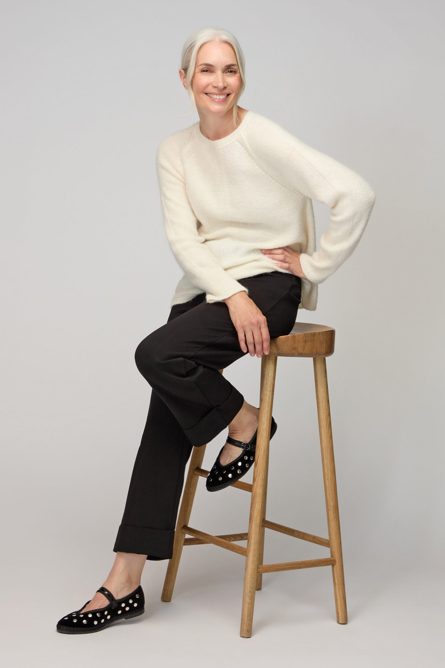 Black Ponte Straight Trousers
