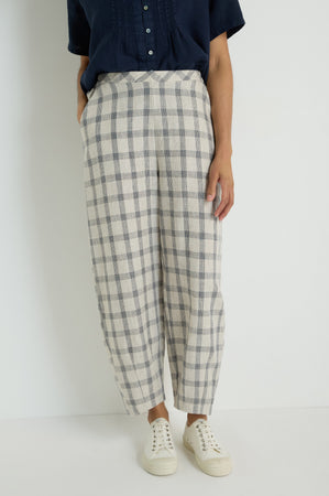 Grid Check Linen Bubble Trousers