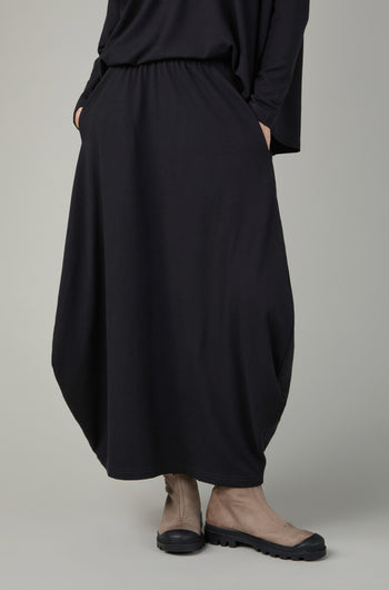 Fluid Crepe Black Bubble Skirt