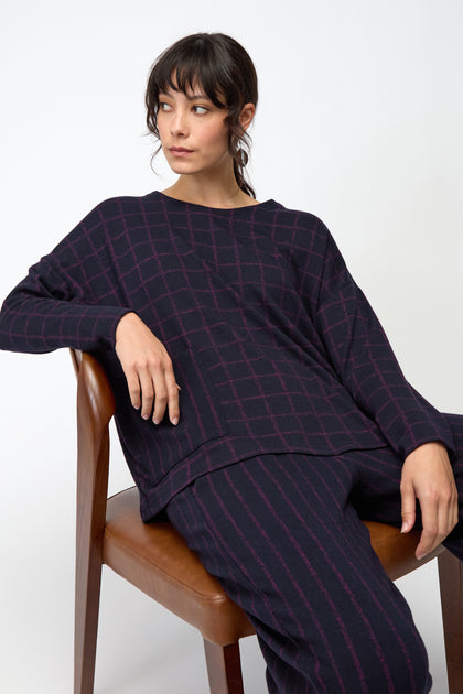 Small Broken Check & Stripe Boxy Top
