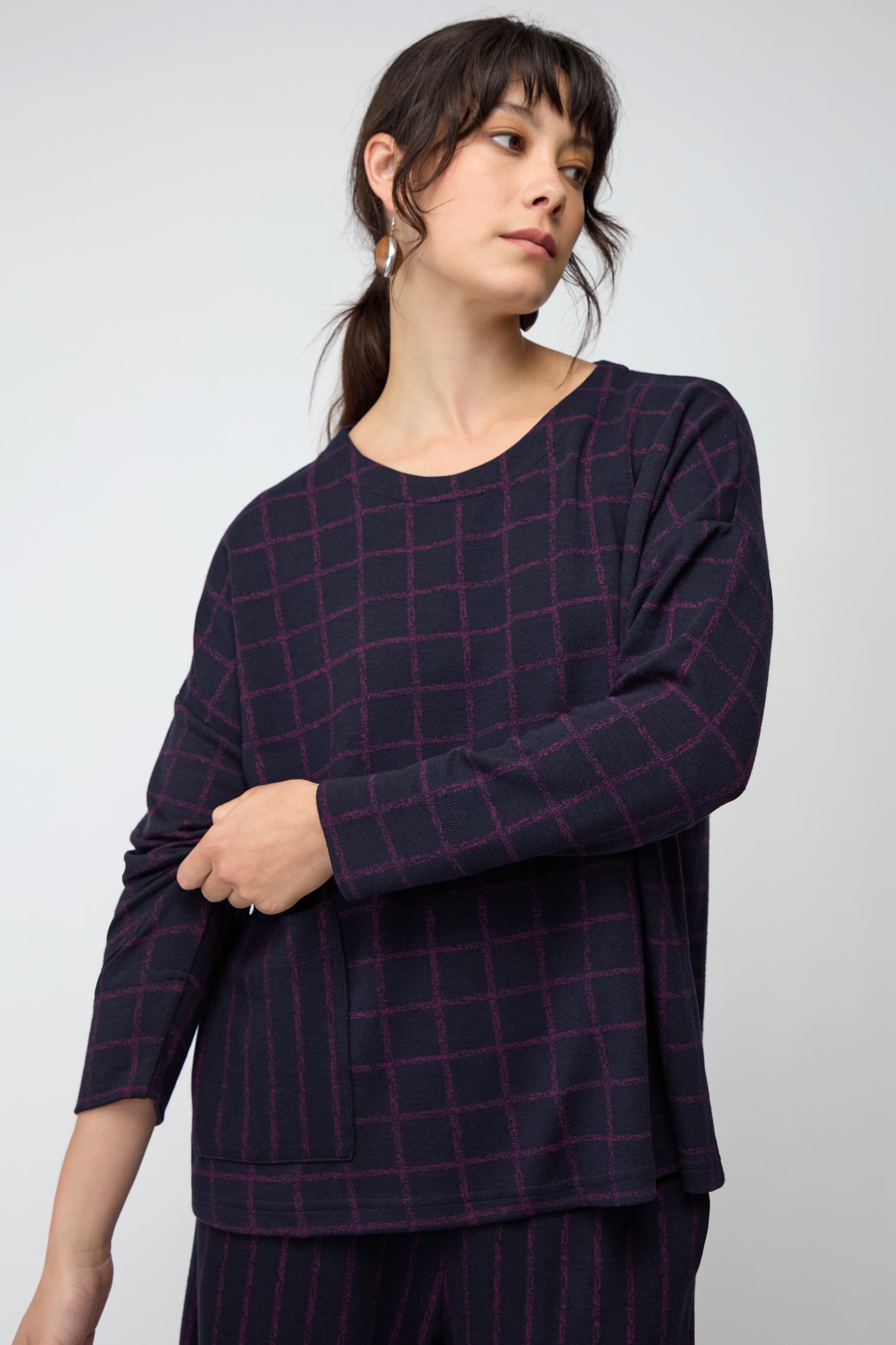 Small Broken Check & Stripe Boxy Top