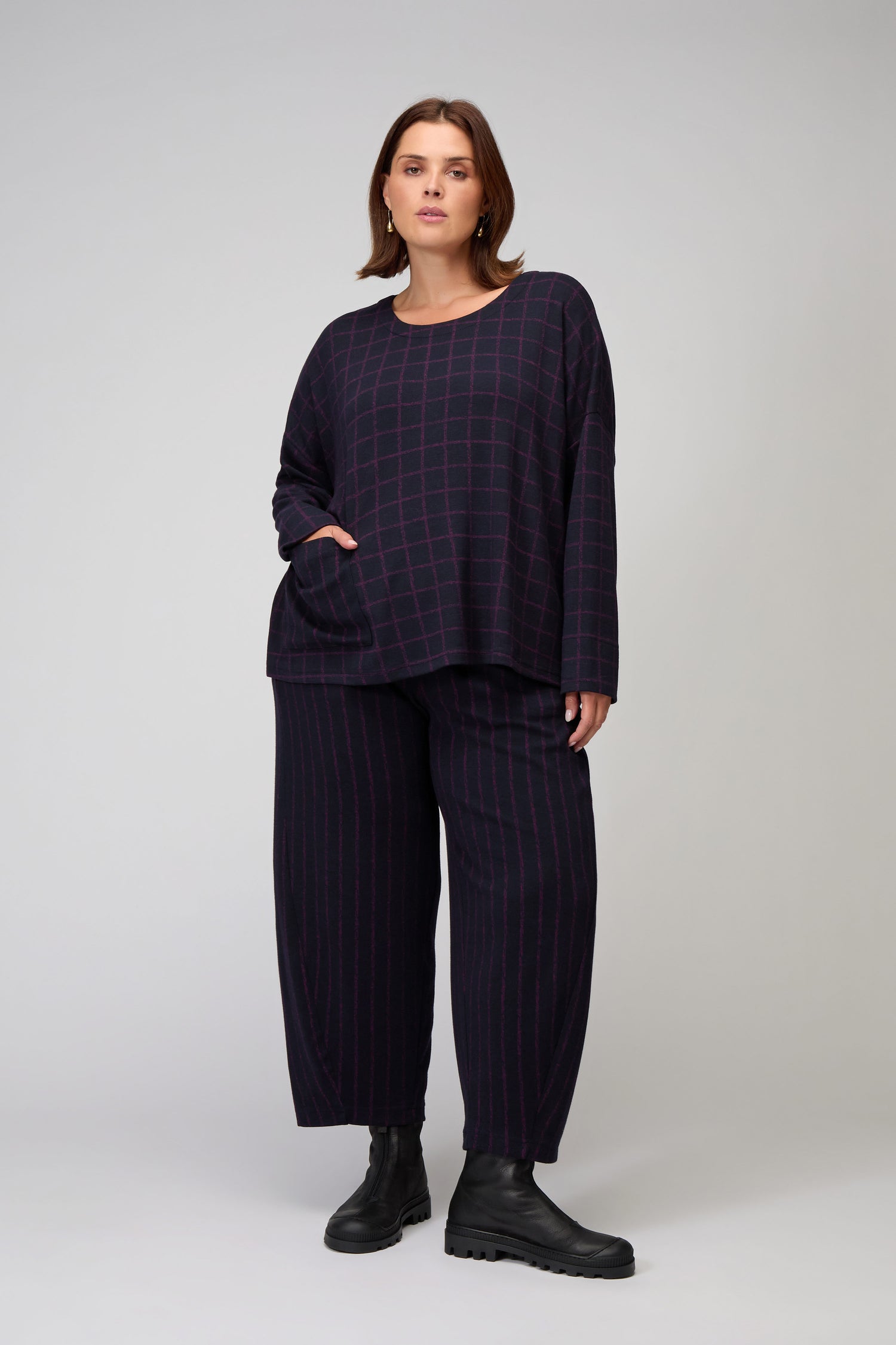 Graphic Check & Stripe Boxy Top