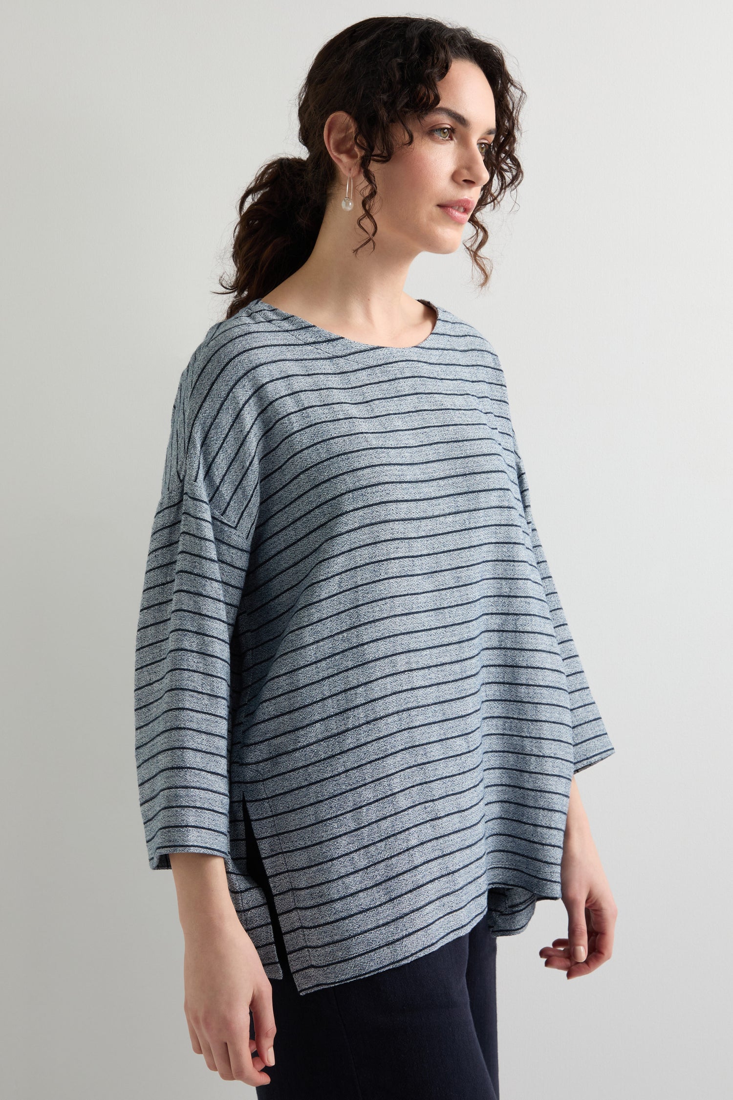 Linen Viscose Stripe Boxy Top