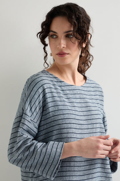 Linen Viscose Stripe Boxy Top