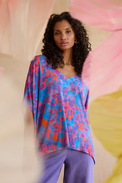Bright Flower Field Jersey Top