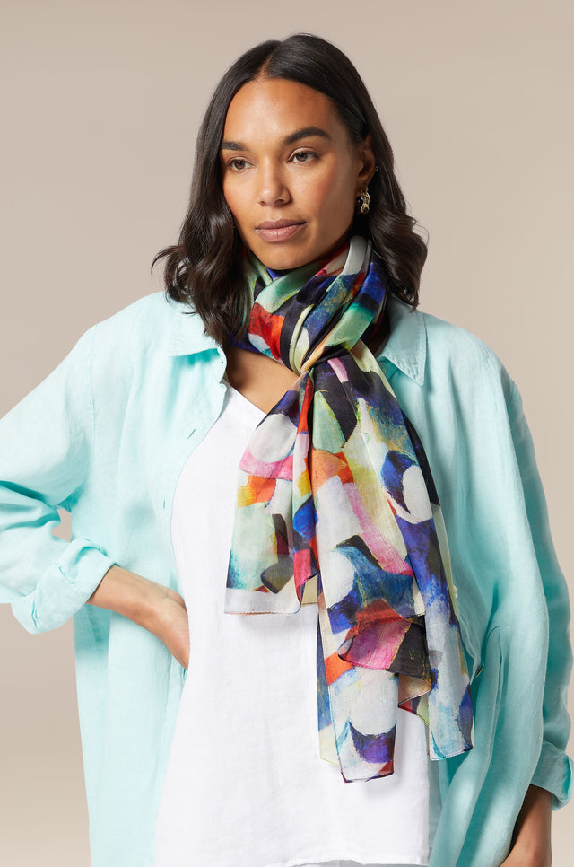 Abstract Form Silk Scarf – Sahara