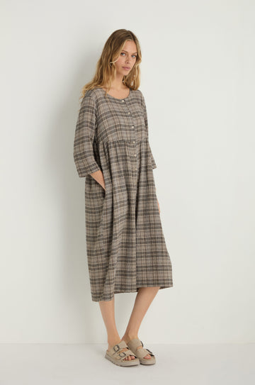 beige check dress Gingham Polo Dress