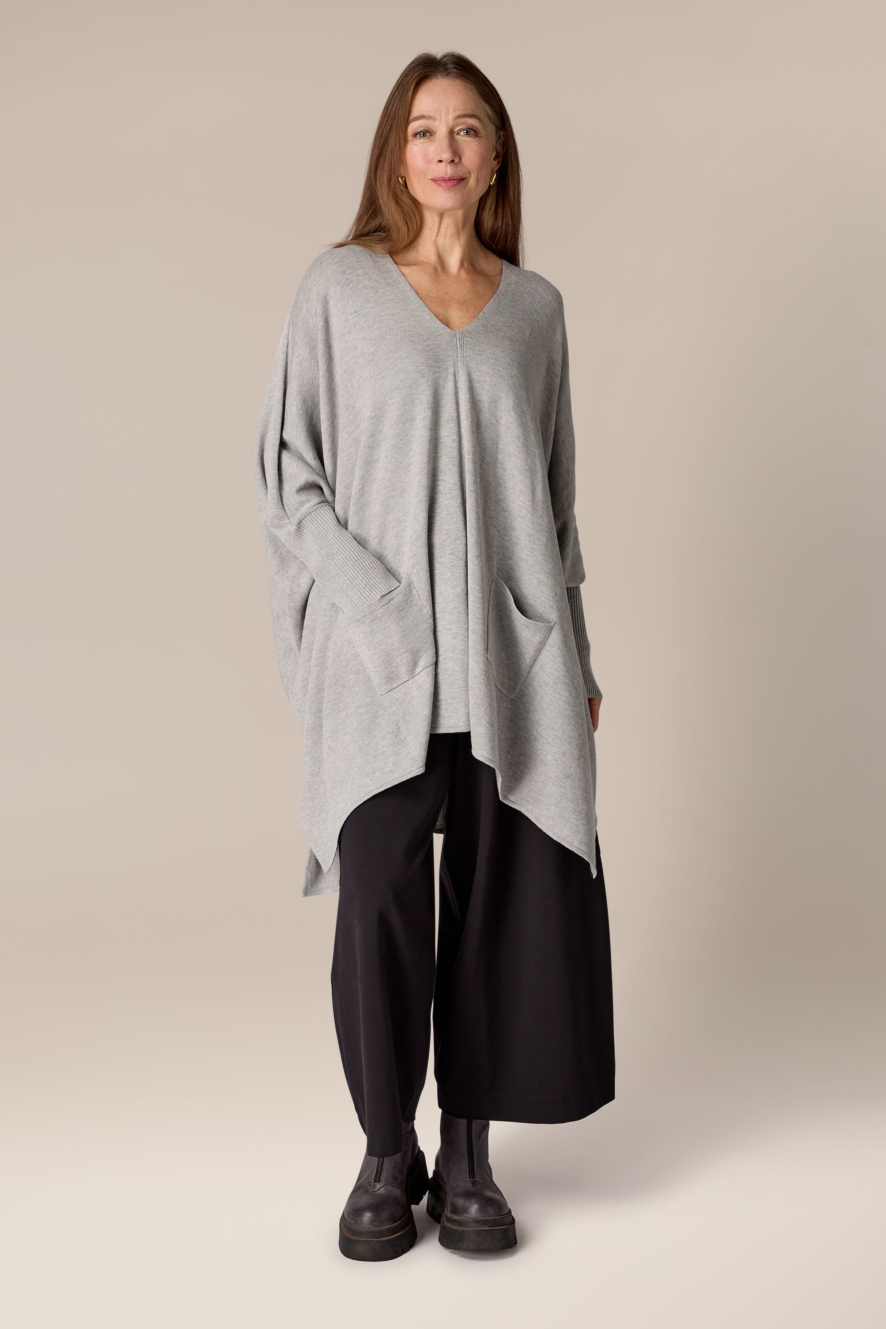 Pocket V Neck Oversized Knit – Sahara