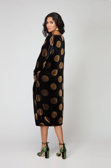 Silk Velvet Spot Bubble Dress Black/Gold / 4 Silk Velvet Spot Bubble Dress Black/Gold / 4