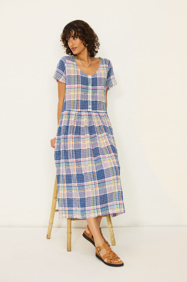 Crinkle Check Jacquard Dress – Sahara