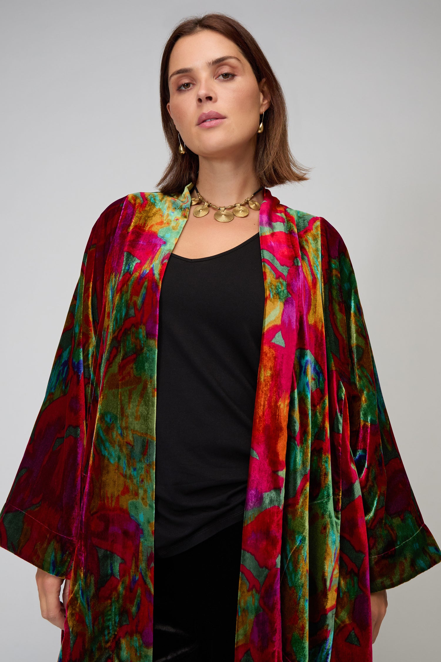 Velvet Blurred Botanicals Kimono