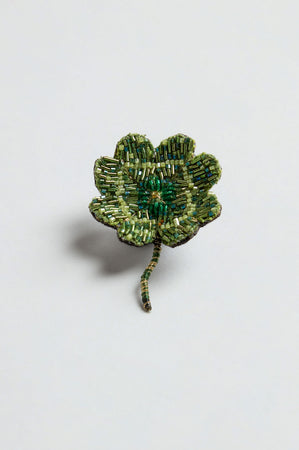 Hand Beaded Vintage Clover Brooch