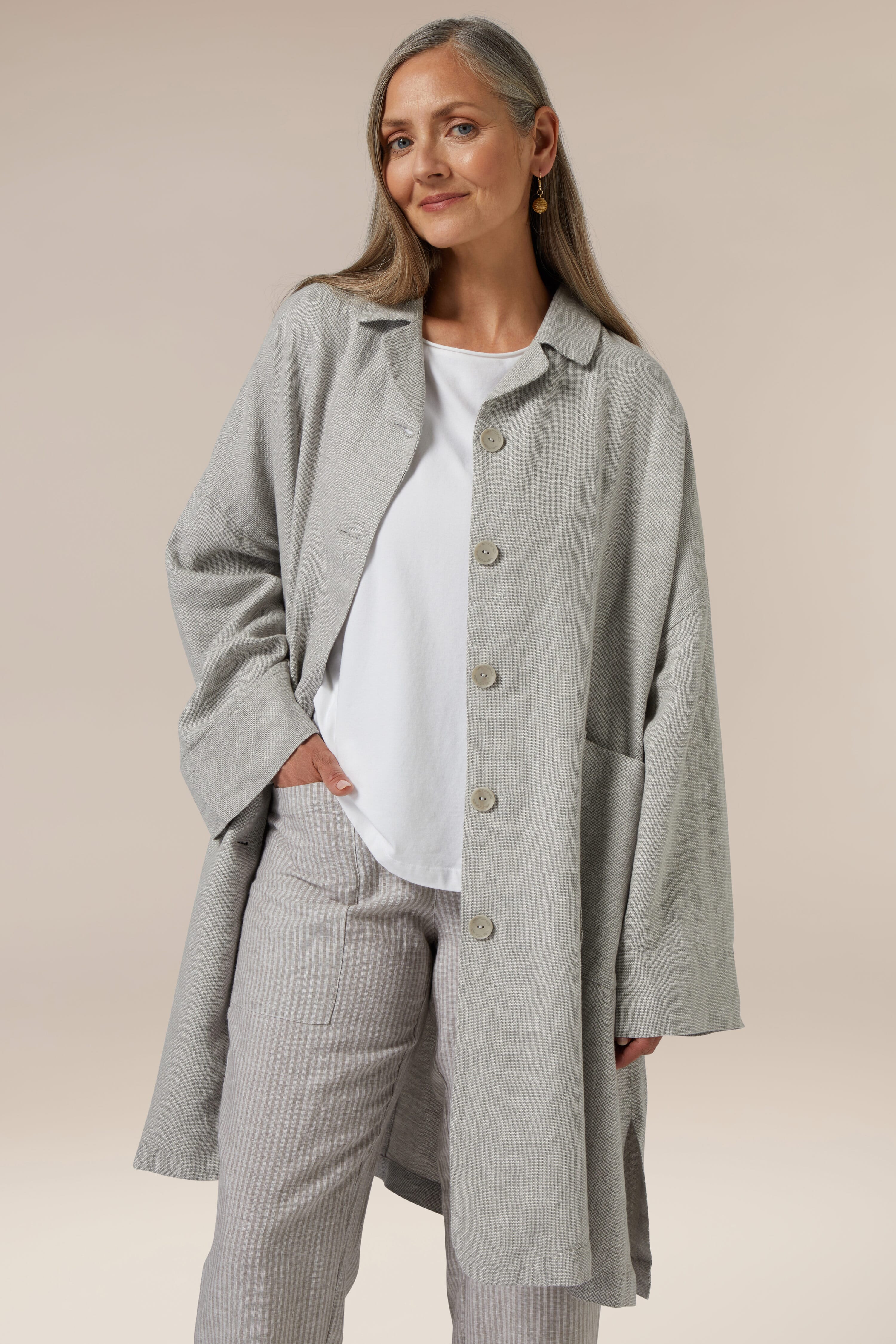 Relaxed Two Pocket Textured Jacket – Sahara