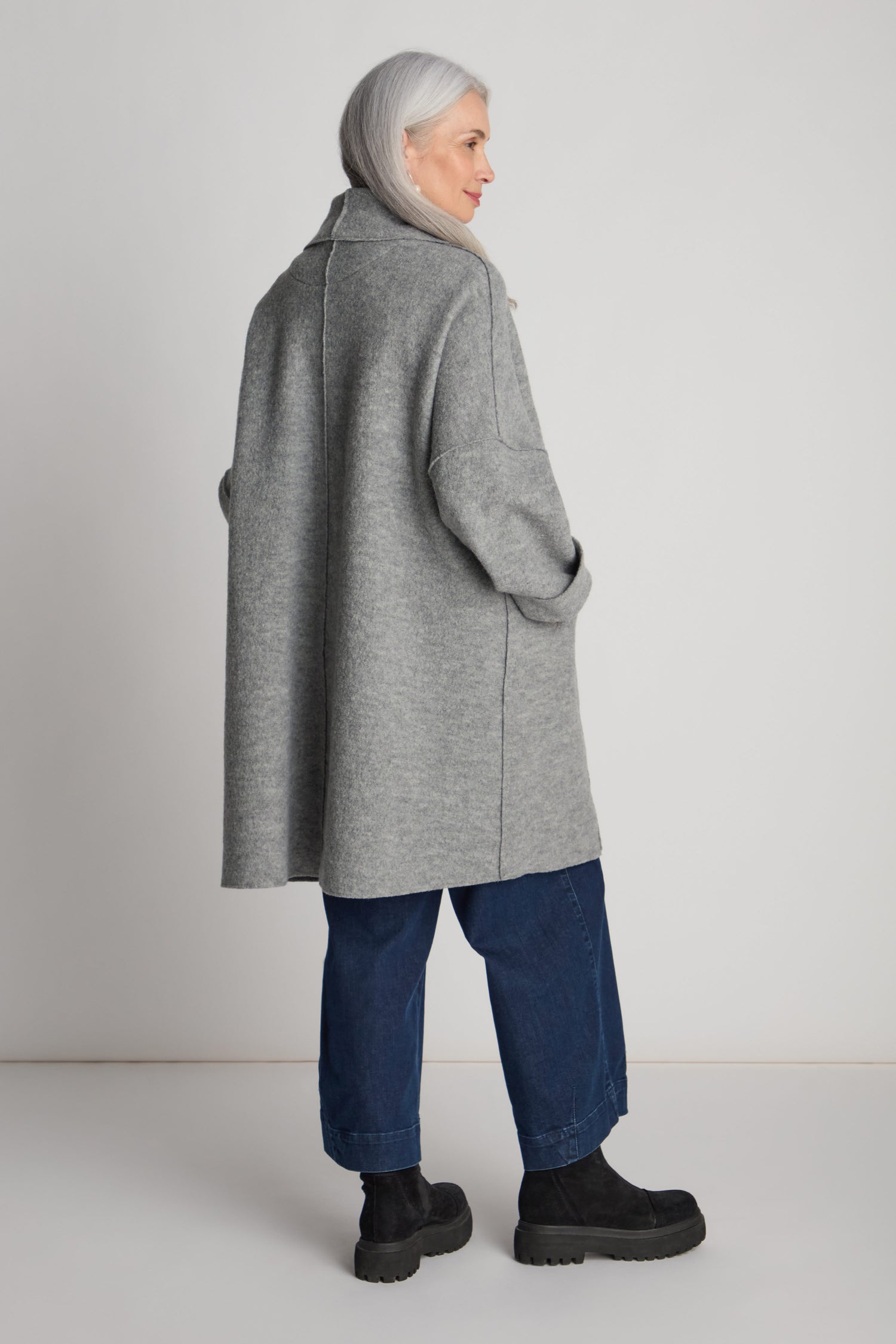 Shawl Collar Boiled Wool Coat