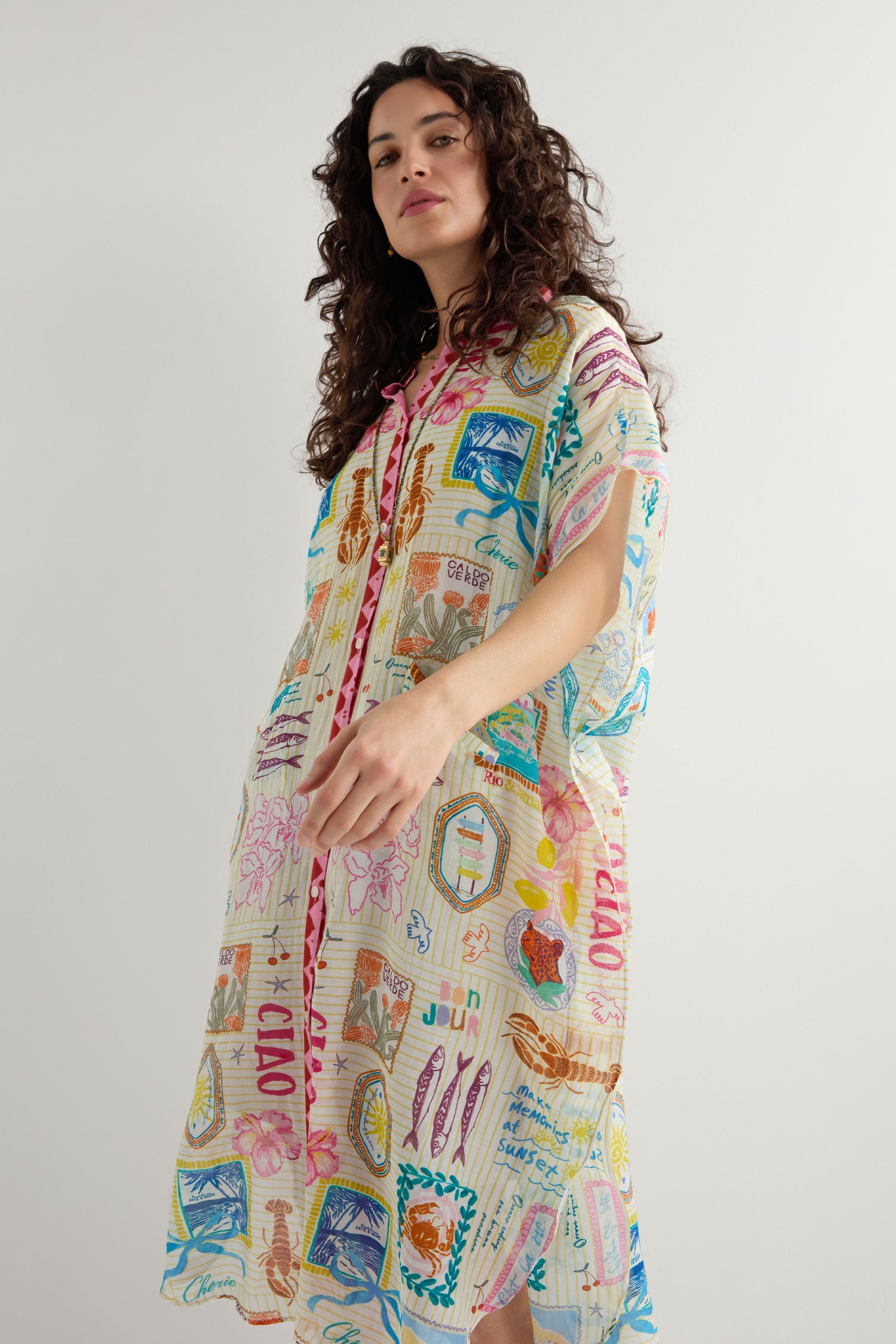 Coastal Romance Cotton Silk Shirt Dress