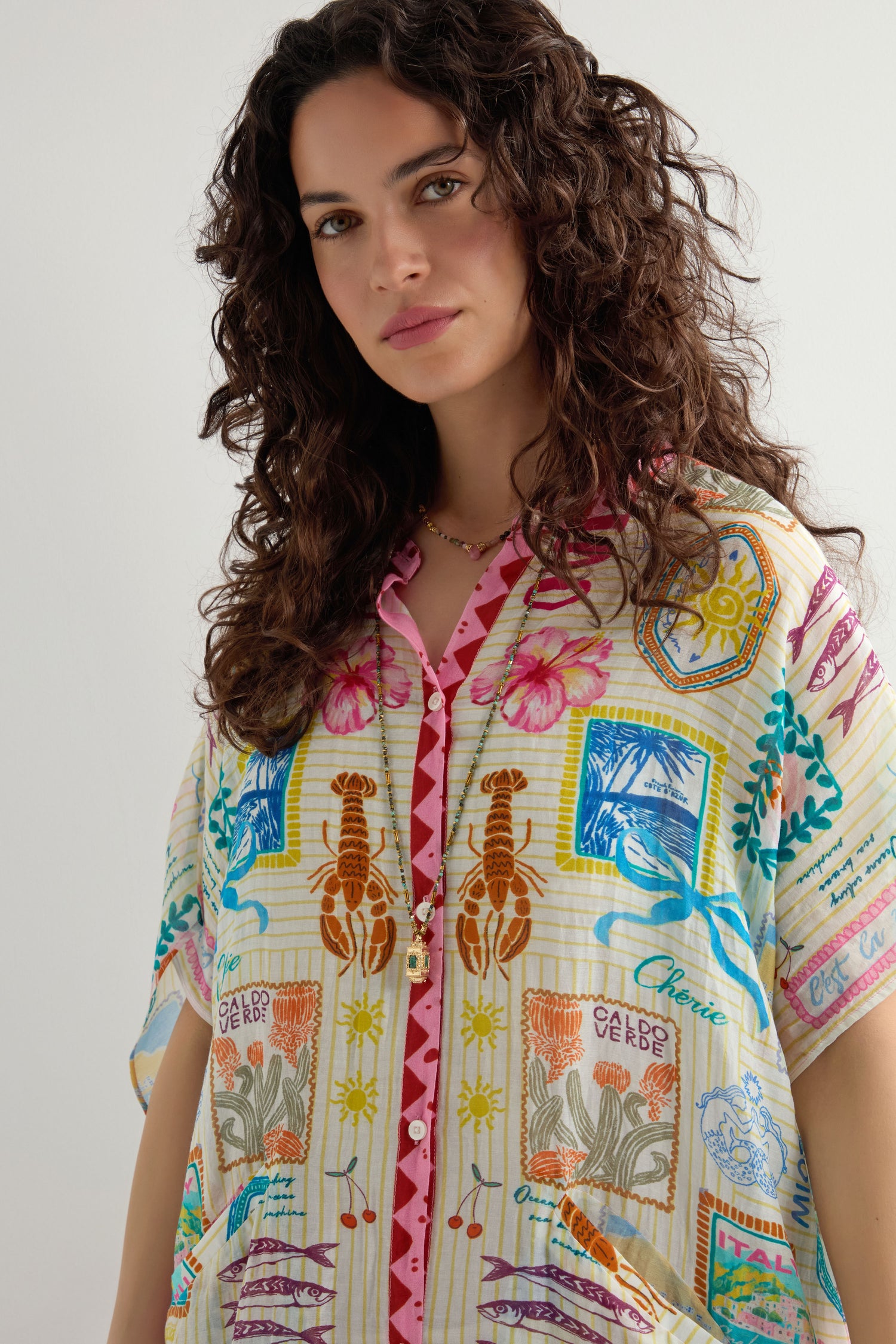Coastal Romance Cotton Silk Shirt Dress
