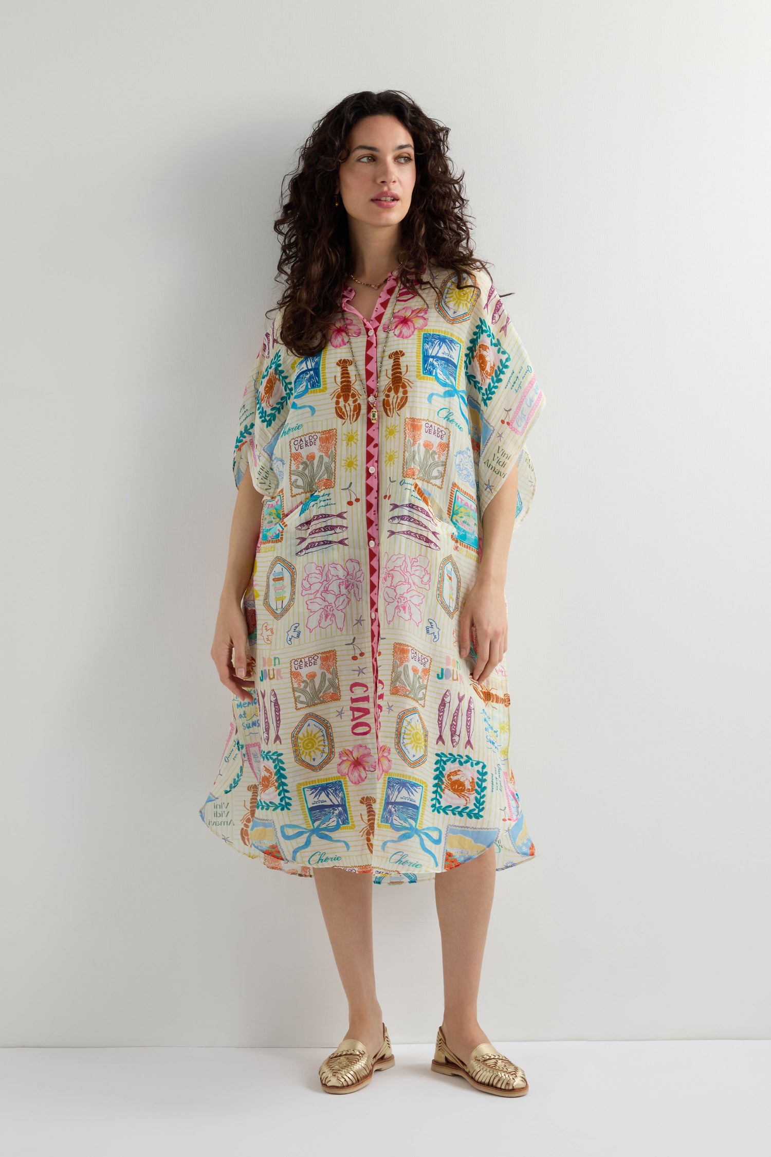 Coastal Romance Cotton Silk Shirt Dress