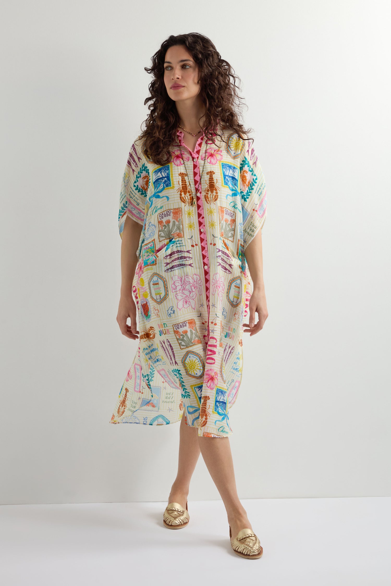 Coastal Romance Cotton Silk Shirt Dress